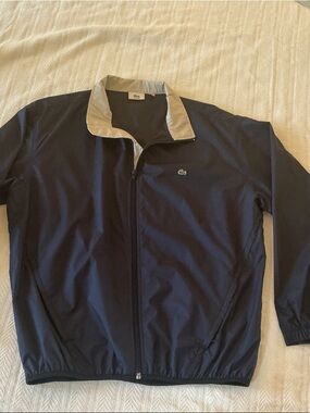 Vintage Lacoste Navy Windbreaker with Cream Contrast Collar